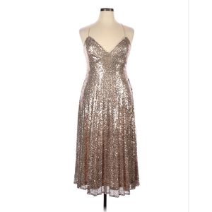 Lulu's Dresses | New Lulu’s Vision of Elegance Sequin Gold Metallic Pleated Midi